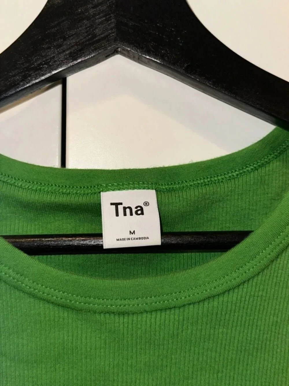 Green Ribbed Cropped Tank Top M - Picture 2 of 3